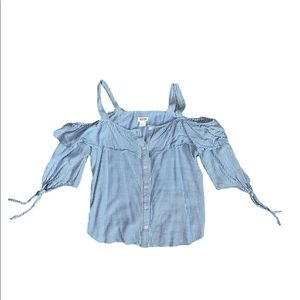 Mossimo Blue Stripped Button Up Top